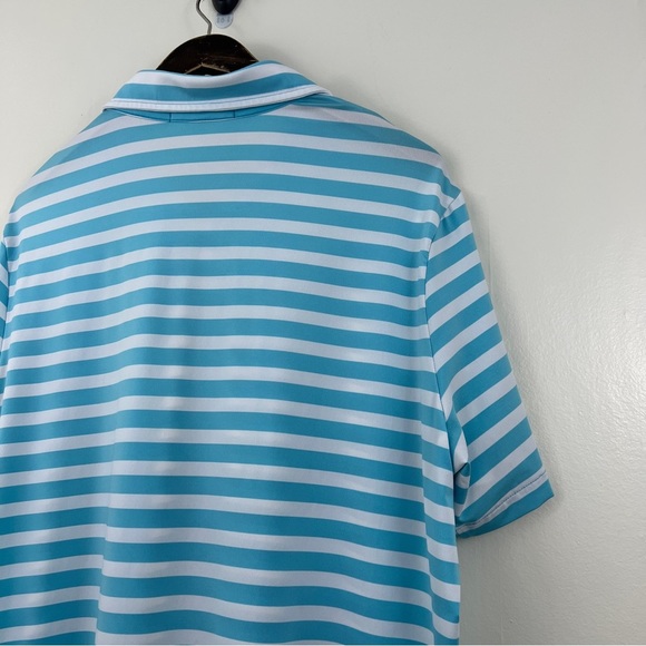 RLX Ralph Lauren Performance Striped Polo Blue White Lightweight Size Large - Picture 8 of 13